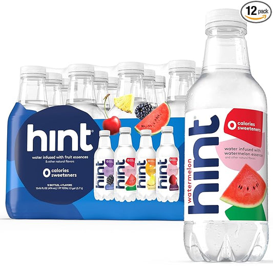 Hint Fruit-Infused Bottled Water, Best Sellers Variety Pack - Sugar Free Flavored Water with Zero Calories, Natural Fruit Essences, and No Artificial Sweeteners - 16 Fl Oz (Pack of 12)-FlexoryFit