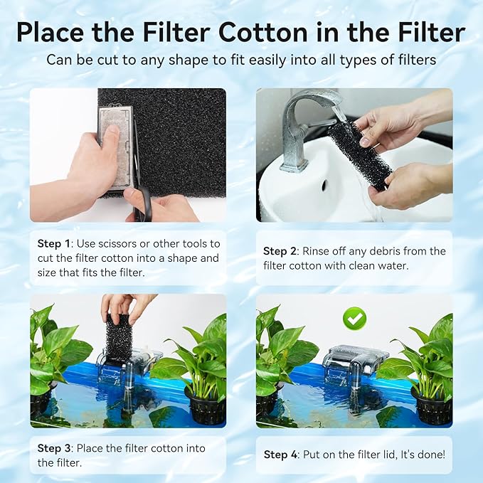 Aquarium Filter Sponge Pad, Filter Media Foam Sponges, Filter Accessories for Fish Tanks and Ponds (18.5"x18.5"x0.8", 50PPI, 2 Pack)