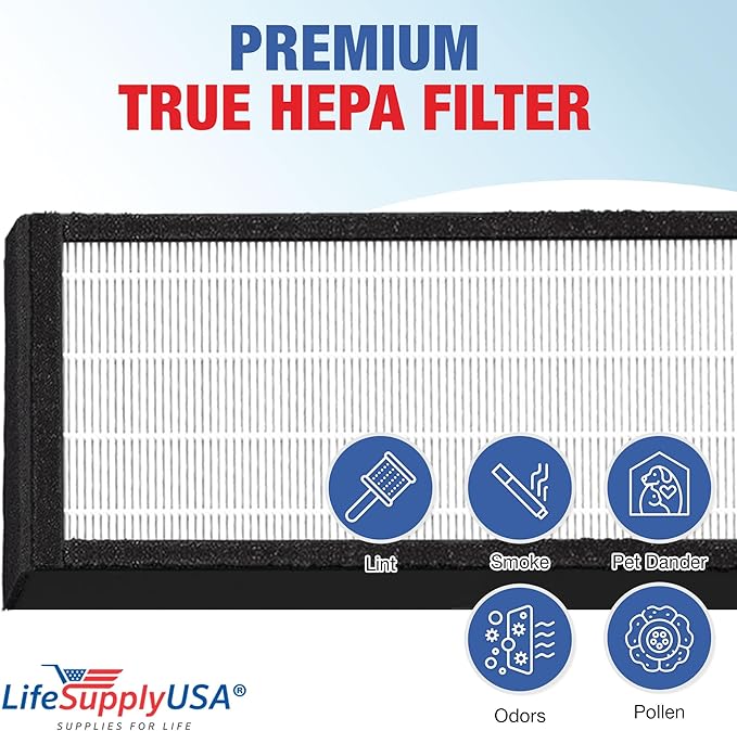 True HEPA Filter “Filter B” FLT4825 | Compatible with GermGuardian AC4825, AC4300, AC4900, AC4850 & AC4800 Series Air Purifiers by LifeSupplyUSA