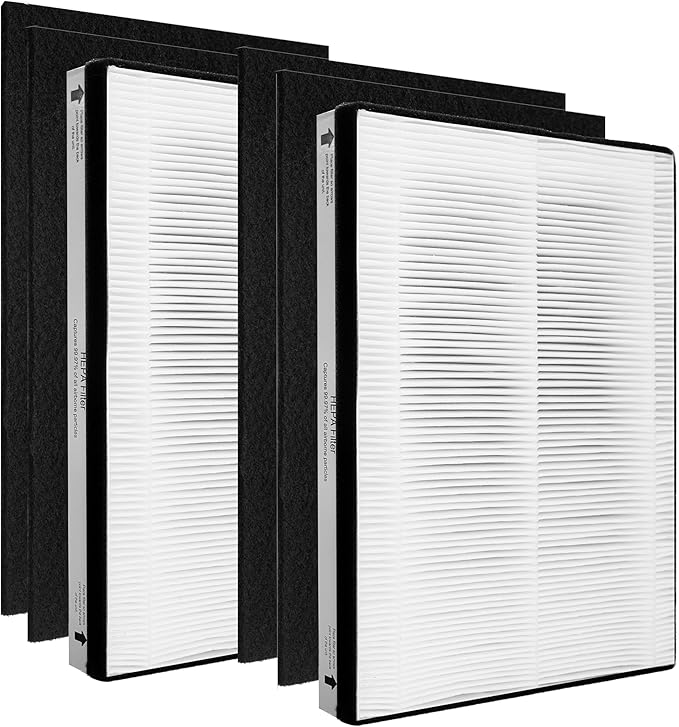 (2) MD1-0022 True HEPA Filter with (4) MD1-0023 Activated Carbon Pre-filter, Compatible with Vornado Air Purifier Model AC300, AC350, AC500, AC550, PCO200, PCO300, PCO375DC, PCO500, PCO575DC