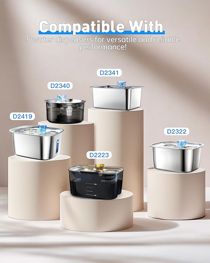 Dog Water Fountain Filters Replacement, 4 Packs Replacement Filter for Large Pet Water Fountain Dog Bowl Dispenser for D2341/D2223/D2322/D2419 Models