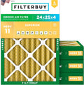 Filterbuy 24x25x4 Air Filter MERV 11 Superior Pet & Allergy Defense, by Filterbuy