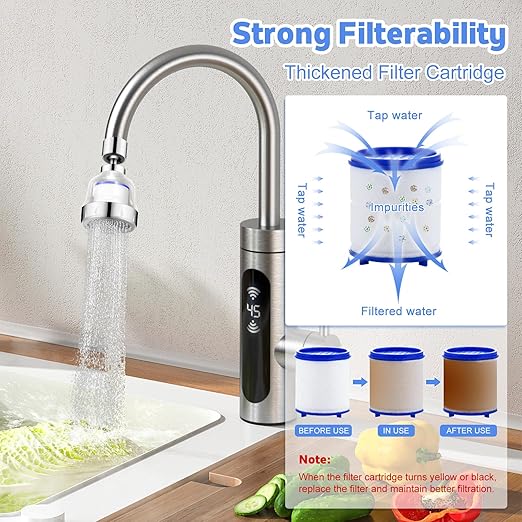 13 PCS Sink Water Filter Faucet Set, Universal 360 ° Rotating Kitchen Faucet Water Purifier, Bathroom Faucet Filter Removes Chlorine Fluoride Hard Water for Home Kitchen & Bathroom