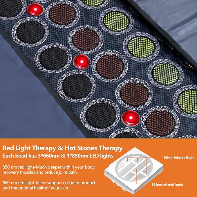 UTK Infrared Sauna Blanket, Sauna Blanket for Detox, Sauna FIR Therapy, Natural Jade & Tourmaline Stone, 660mm Photon, Pain Relief, Sweat Fast, Home SPA, Full-Size Body Blanket, 50 Plastic Wrap
