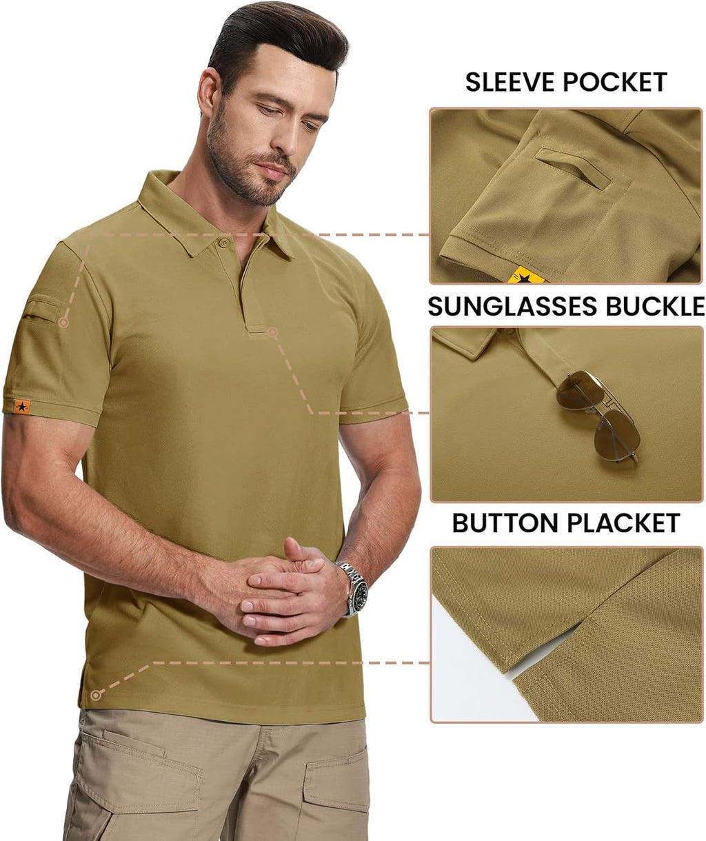 ZITY Mens 2 Pack Polo Shirts Short Sleeve Performance Sports Golf Shirt for Men Tactical Shirt