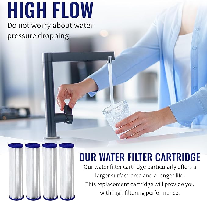 CFS – 2 Pack Pleated Water Filter Cartridges Compatible with 0.35 Sub-micron Post-Filter for Whole House Water Filter System Models – Removes Bad Taste – Replacement Filter Cartridge – 0.35 Micron