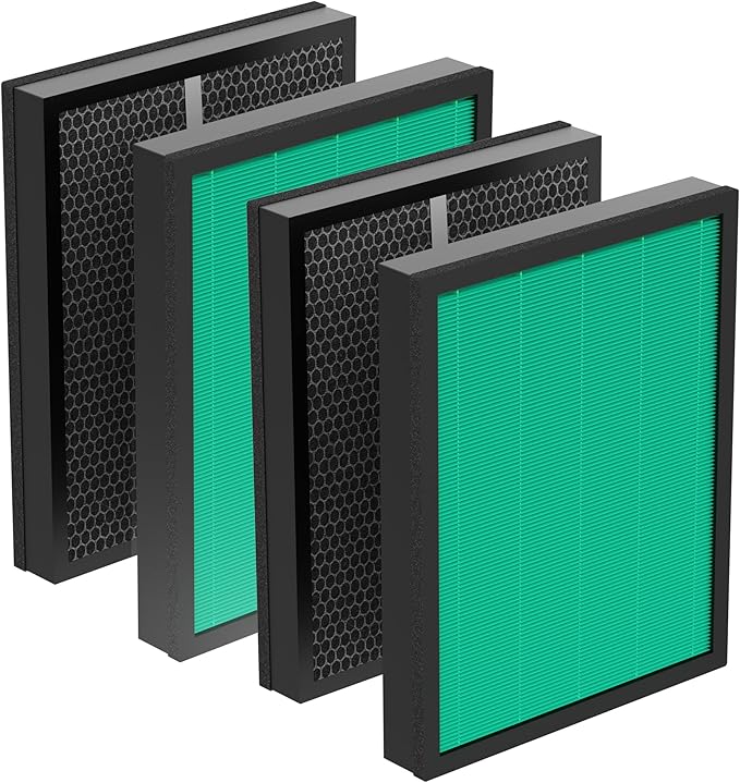 Replacement Filter 400/400S Fits for Coway AIRMEGA Max2 400 400S 400(G) 400S(G) Air Purifier, 2-in-1 Max2 Green True HEPA and Active Carbon Filter 2 Sets, AP-2015-FP 4 Pack