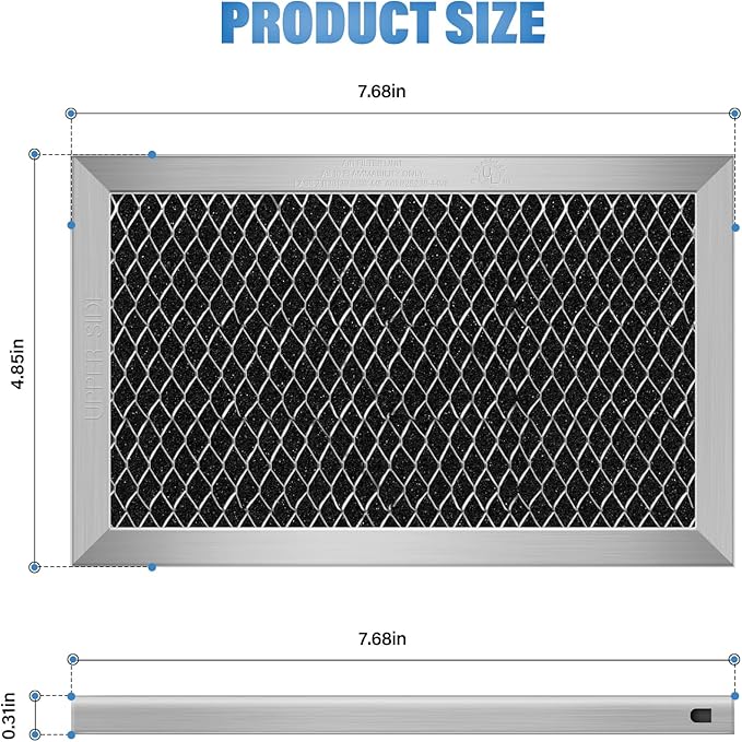 8Pcs Microwave Charcoal Filter Replacement for GE JX81C WB02X10776, Microwave Filter Replacement 7.68" x 4.85" Air Carbon Filter
