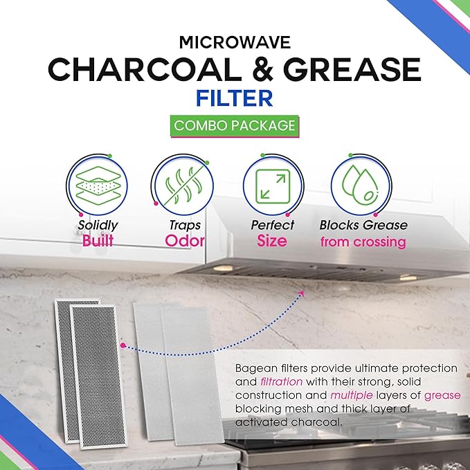 Stove Hood Vent Grease Filter 99010370 and Charcoal SB08999040 - Compatible with Broan Range Hood Filter Replacement - Filters Combo Pack for Ductless Oven - Absorb Odors and Freshens the Air (1 Set)