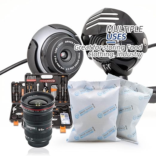 2Pcs 100 Gram Silica Gel Packets, Premium Dessicant Packs for Storage, Moisture Absorber for Moisture Control