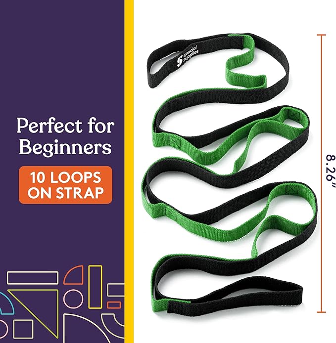SPECIAL SUPPLIES Yoga Strap for Stretching, Stability Training, Fitness, Flexibility, Physical Therapy, Home Workout Equipment, Strength Training, and Pilates (Green)-FlexoryFit