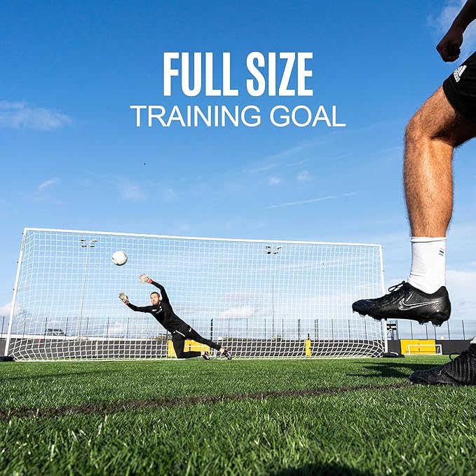 QUICKPLAY Pro Alu Training Frame - Flat Soccer Goal - Double-Sided Design - Durable Aluminum Construction - Base and Ground Stake for Multi-Surface - Available 2 Sizes Full Size Goal