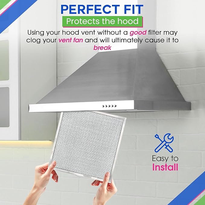 Bagean Stove Hood Vent Filter 11.60” x 11.22” BPQTAF S99010316 Compatible with Broan Range Hood Filter Replacement - Aluminum Mesh Kitchen Overhead Fan Screen - Blocks Grease & Filters Oven Air (1-Pk)