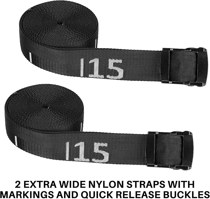 Teamaze Gymnastics Rings Straps with 15 FT Adjustable Number Buckle for Pull-Up Bar Workout Exercise Gym Hanging Rings Indoor (One Pair Strap Only)-FlexoryFit