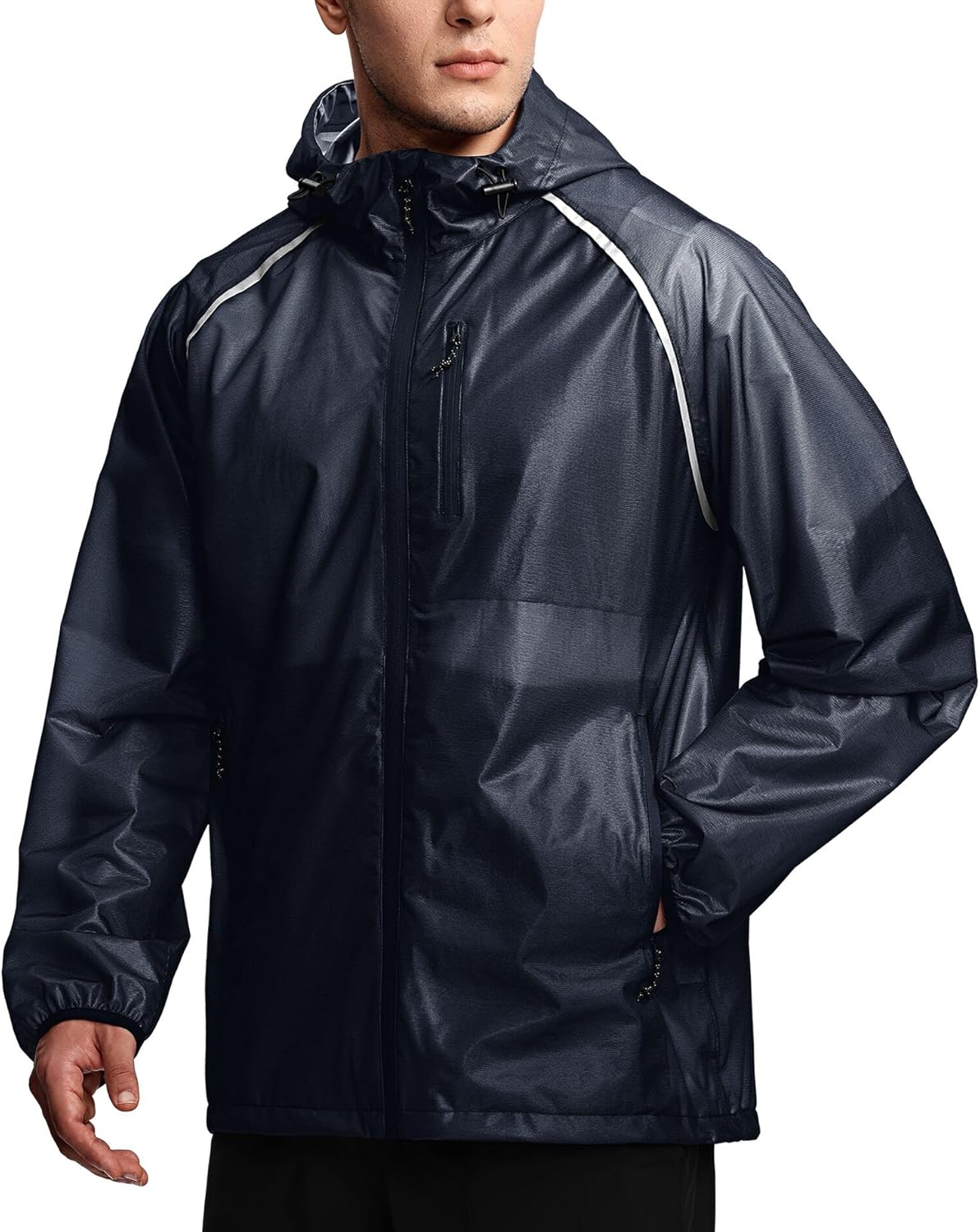 SWISSWELL Mens Cycling Rain Jacket Waterproof Lightweight Windbreaker Jackets for Men Raincoat with Hood