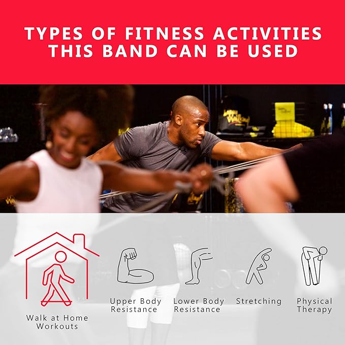 Walk at Home Workout Bands 7 Ring Adjustable Resistance Bands for Working Out Home Workout Walking Exercise Workout Bands Fitness Program Exercise Bands Stretch Bands for Recovery-FlexoryFit