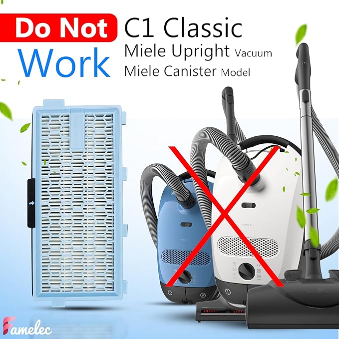 6 Pack SF-HA Hepa Filter for Miele Hepa Airclean 50 Filter, Miele Hepa Filter Replacement Model C3, S4, S5, S6, S8, S8000, S6999, Complete C2, C3, Compact C1, C2, Air Clean SF-HA 50 Hepa By FAMELEC