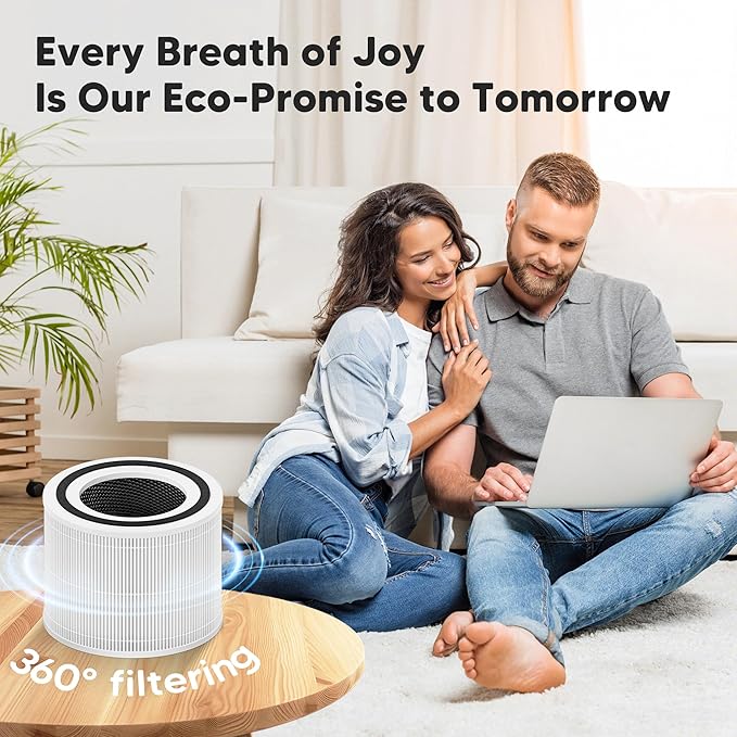 Core 300 Replacement Filter for LEVOIT Core 300, Core 300S and Core 300-P Air Purifier, 3-in-1 H13 True HEPA Filter Replacement, Compared to Part # Core 300-RF, 2 Pack, White