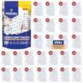 Wallaby 5 gram (250 Packets) Food Safe Pure White Silica Gel Desiccant Dehumidifier Packs - Rechargeable & Coated Moisture Absorbers - Protects Against Moisture Damage - (Packed in 50x Sets of 5)