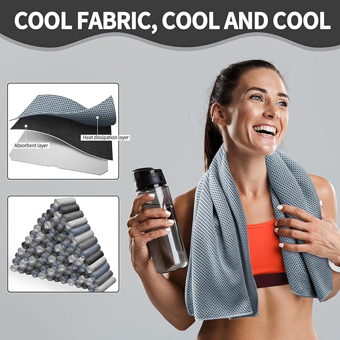 Honoson Cooling Towel Bulk - Neck & Face Cool Chilly Towels Microfiber Breathable Sport Sweat Rag for Gym, Yoga, Travel, Camping, Running, Outdoor-FlexoryFit