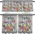 Kitchen Curtains Tiers and Valance Set of 3, Spring Flowers Light Filtering by Anzona