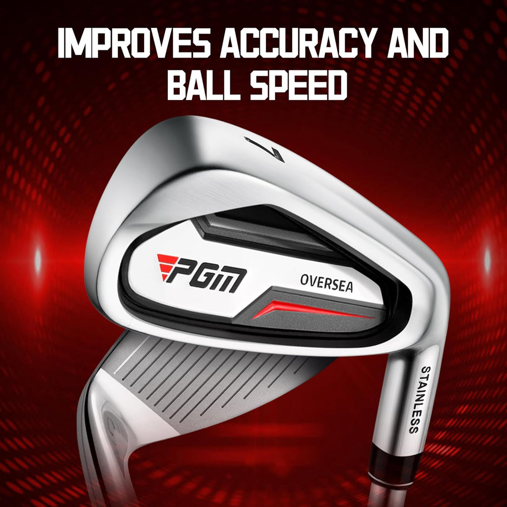 PGM Men's Oversea 9/12 Pieces Complete Golf Club Set with High-Strength Thin Face Design 460cc Driver High Forgiveness Ideal for Beginners