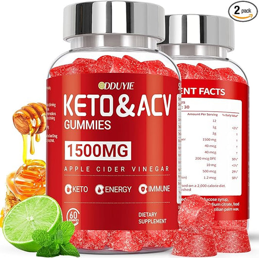 (2 Pack) Apple Cider Vinegar Gummies | Keto ACV Gummies for Supports Metabolism & Fat Burn with Vitamin B6 & B12 | ACV Supplement | Lemon Honey Flavor | 120 Vegan for Women and Men-FlexoryFit