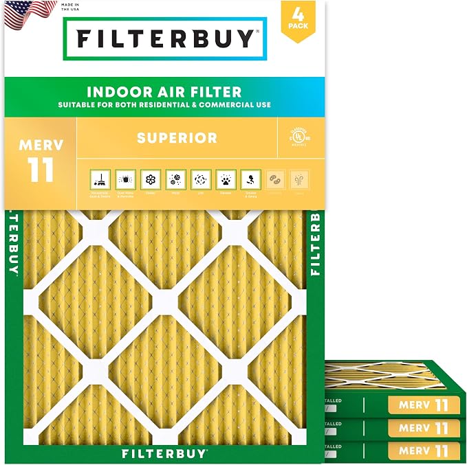 Filterbuy 12x16x1 Air Filter MERV 11 Superior Pet & Allergy Defense, by Filterbuy