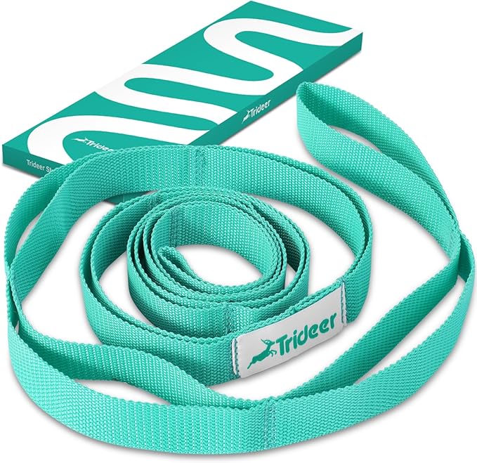 Trideer Stretching Strap Yoga Strap Yoga Band for Physical Therapy, 10 Loop Non-Elastic Yoga Straps for Stretching, Pilates, Exercise & Dancing, Stretch Band with Aesthetic Packaging for Women & Men-FlexoryFit