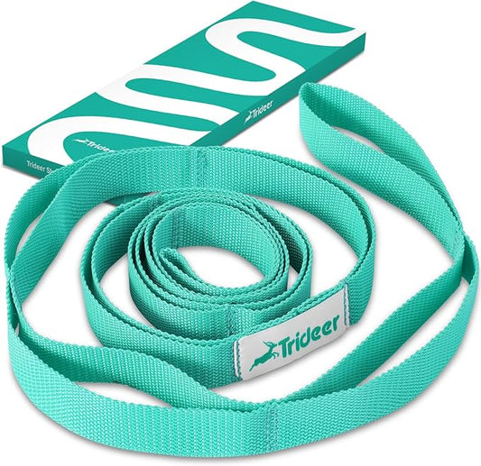 Trideer Stretching Strap Yoga Strap Yoga Band for Physical Therapy, 10 Loop Non-Elastic Yoga Straps for Stretching, Pilates, Exercise & Dancing, Stretch Band with Aesthetic Packaging for Women & Men-FlexoryFit