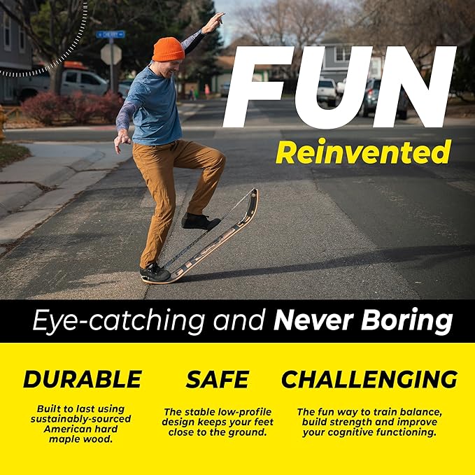 GIBBON SlackBoard - GiBoard Balance Board Kids & Adults - Slackline Balance Trainer - Slack Board Core Workout Equipment Home Gym Training - Standing Desk Exercise - Yoga, Agility, Pilates & More-FlexoryFit