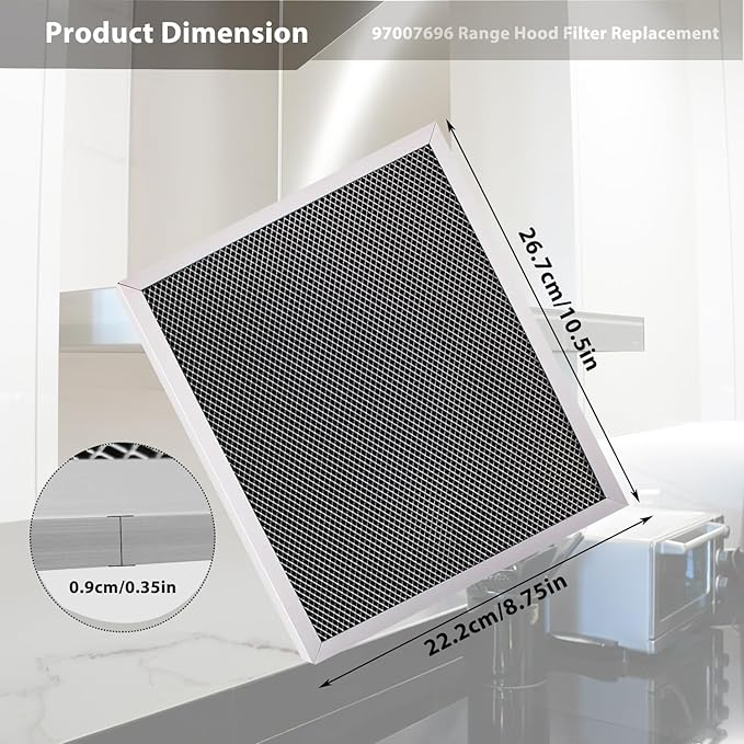 3Pack 97007696 Range Hood Filter Replacement Grease Filter Compatible with B-roan N-autilus and K-enmore Stove Vent Fan Charcoal Filter (10.5 X 8.75IN)
