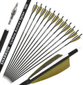 ZSHJGJR 30 Inch Archery Carbon Arrows Hunting Arrows with 4” Turkey Feather Target Practice Arrows Spine 500 for Compound & Recurve &Traditional Bow 6/12pcs