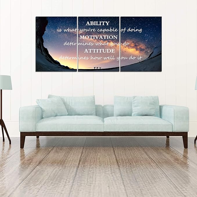 3 Panels Successful Inspirational Posters Quotes Wall Art Ability Modern Motivational Painting Picture Prints on Canvas Artwork Motto for Office Bedroom Decor Living Room Home Decor (72”Wx36”H)-FlexoryFit