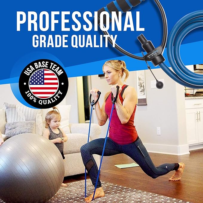 DYNAPRO Exercise Resistance Bands, Adjustable Length, Comfort Handles, Professional Quality, Anti-Snap. Great for Workouts, Physical Therapy, Yoga-FlexoryFit