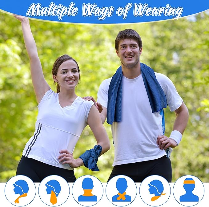 20 Pcs Cooling Towel 40 x 12 Ice Towel for Neck and Face Microfiber Chilly with Bag Breathable Yoga Gym Stay Cool Towels Sweat Rag for Workout Running Camping Pilates Beach Accessories (Royal Blue)-FlexoryFit