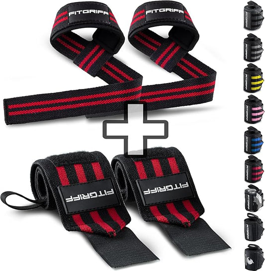 Fitgriff® Lifting Straps & Wrist Wraps (Bundle) Superior Support for Weightlifting & Gym Workouts - for Men and Women-FlexoryFit
