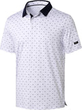 Obla Mens Golf Polo Shirts Short Sleeve Dry Fit Performance Moisture Wicking Casual Print Collared Golf Shirts for Men