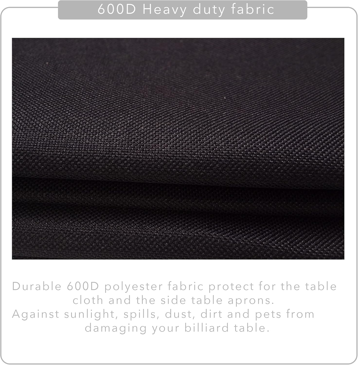 7/8/9FT Heavy Duty 600D Polyester Canvas Billiard Pool Table Cover(7 Colors Available) (Black, 8-Foot)