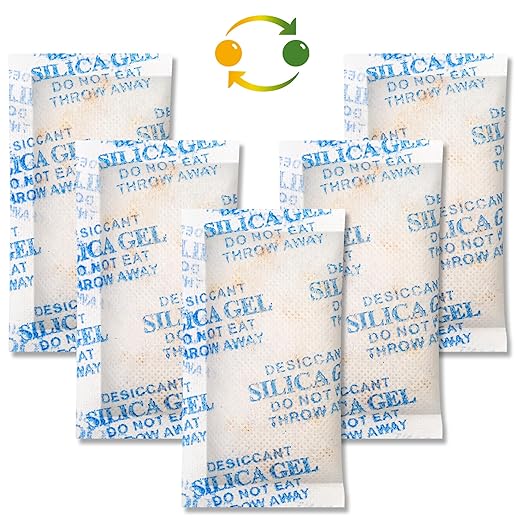 LotFancy Silica Gel Packets, 10 Gram 30 Packs Rechargeable Desiccant Dehumidifier, Indicating (Orange to Dark Green), Moisture Absorbing Bag for Clothes Shoes Ammo Storage