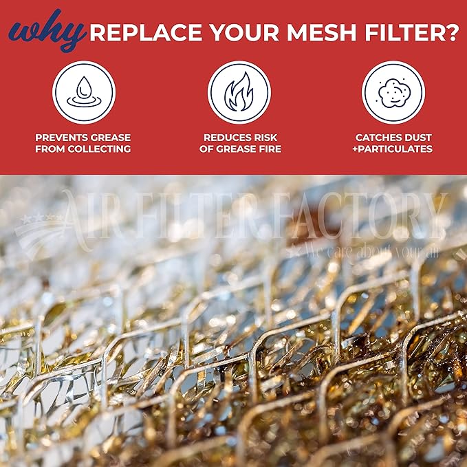 Air Filter Factory Grease Filter SR610080, 610080 R610080 830865, PM44WW, PM44BL, SR610081, R610038, 610038, RHF1119, AW19356 Replacement For Broan Aluminum Mesh Grease Filter 2-Pack