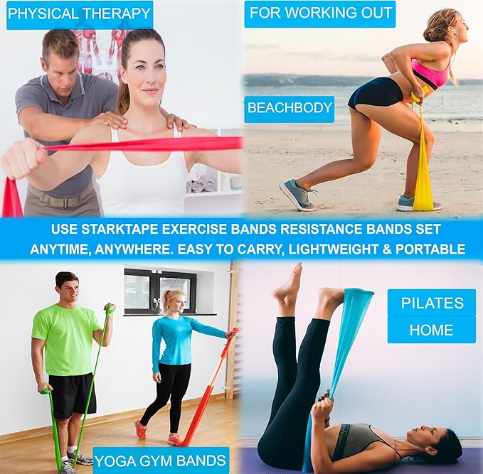 Resistance Bands Professional 8,16, 25, 50 Yards Bulk Rolls. Latex-Free Elastic Physical Therapy Band. No Scent, No Powder - Perfect for Home Exercise, Yoga, Pilates, Gym, Rehab, Workout-FlexoryFit
