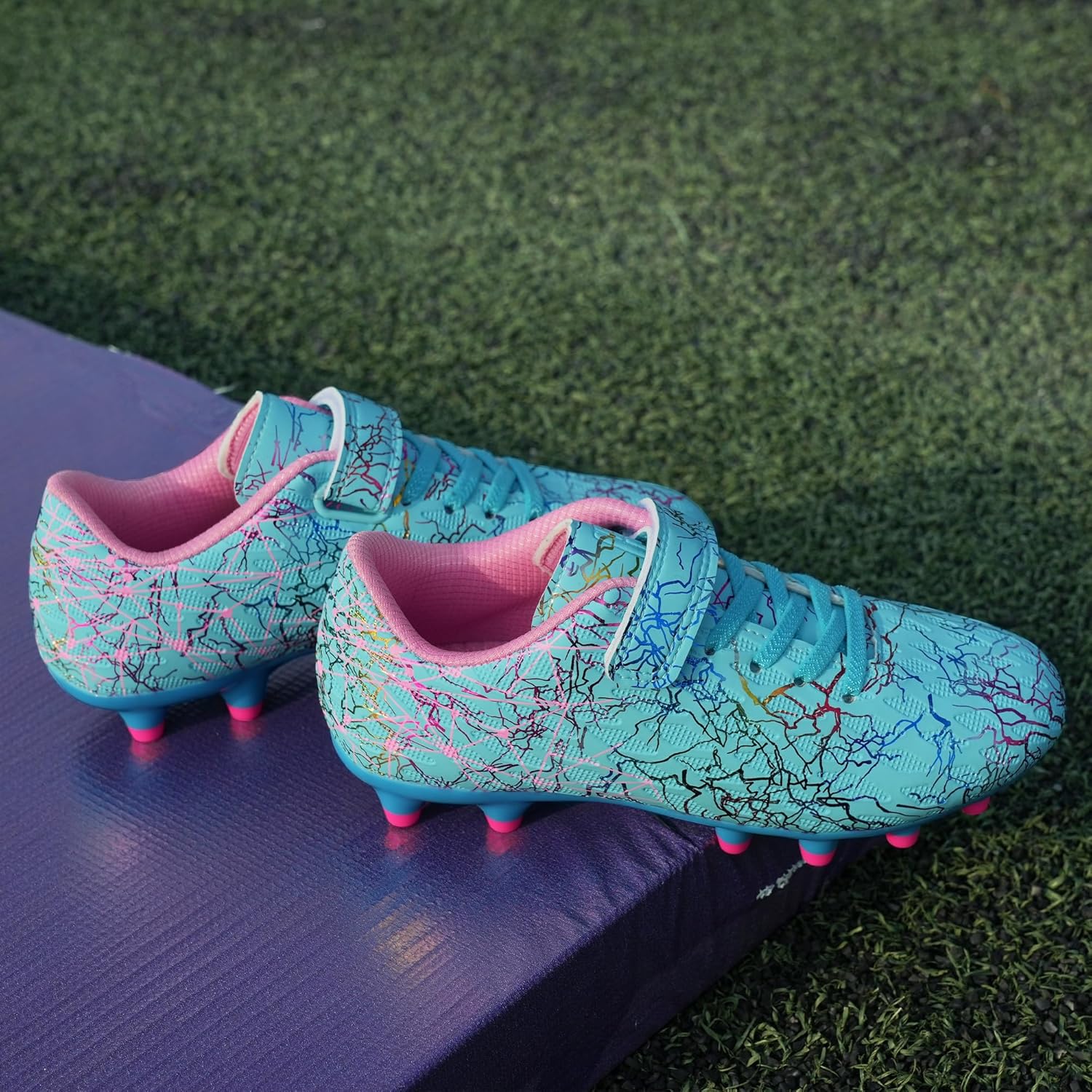 brooman Kids Firm Ground Soccer Cleats Boys Girls Football Cleats with Soccer Socks