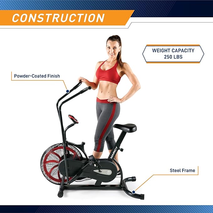 Marcy Air-Resistance Exercise Fan Bike With Dual Acction Handlebars-FlexoryFit