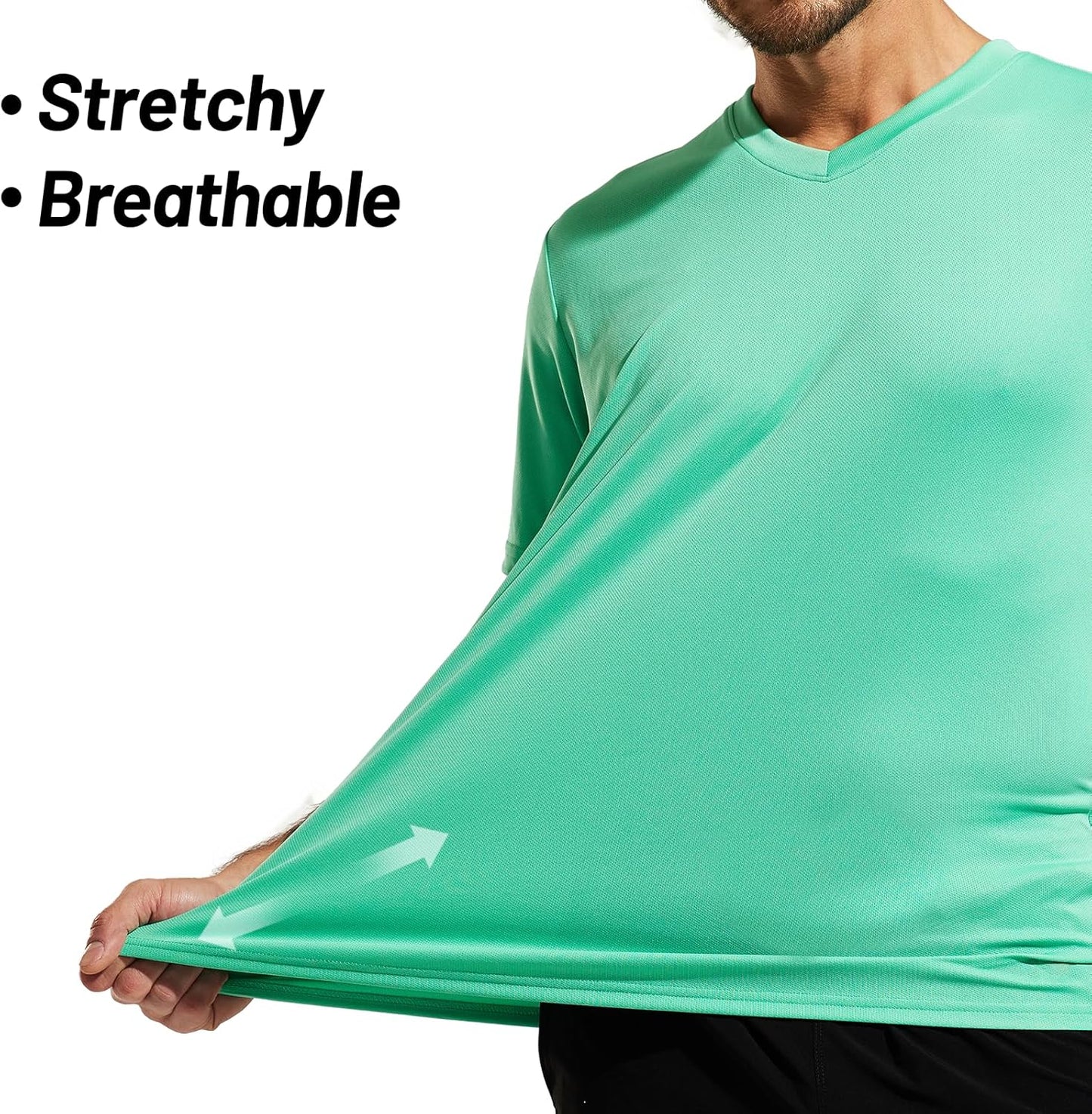 MIER Men's Quick Dry Workout Shirts Moisture Wicking Running Athletic Performance T-Shirts Recycled Polyester Top Tee