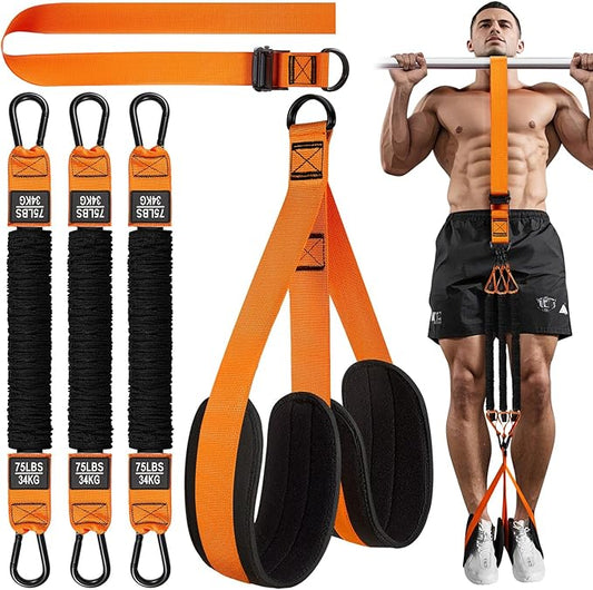 HPYGN Pull Up Assistance Bands, Heavy Duty Resistance Band for Pull Up Bar, Adjustable Weight/Size with Fabric Feet/Knee Rest, Bands for Pull Up Assist for Strength Training, Pull Up Assist Band-FlexoryFit