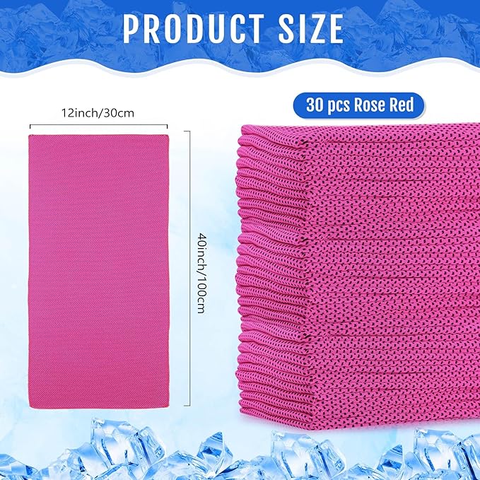 Hosuly 30 Pack Cooling Towels, 40"x12" Ice Breathable Soft Chilly Sweat Rag Microfiber Workout Rags for Gym Cooling Towels for Neck and Face for Yoga Golf Sport Running-FlexoryFit
