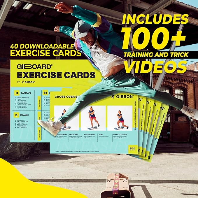 GIBBON SlackBoard - GiBoard Balance Board Kids & Adults - Slackline Balance Trainer - Slack Board Core Workout Equipment Home Gym Training - Standing Desk Exercise - Yoga, Agility, Pilates & More-FlexoryFit