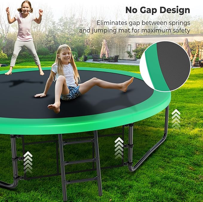 10 12 14 15 16FT Outdoor Trampolines for Kids and Adults, Pumpkin Trampoline with Curved Poles, Recreational Trampoline with Basketball Hoop and Safety Enclosure Net for Kids and Adults-FlexoryFit