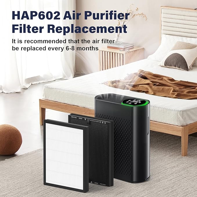4 Pack HAP602 Replacement Filter Compatible with ECOSELF HAP602/ HAP602WF Air Purifier, 3-Stage High-Efficient Filtration for Home